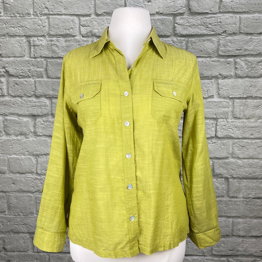 Chico's Spring Green Linen Button Down